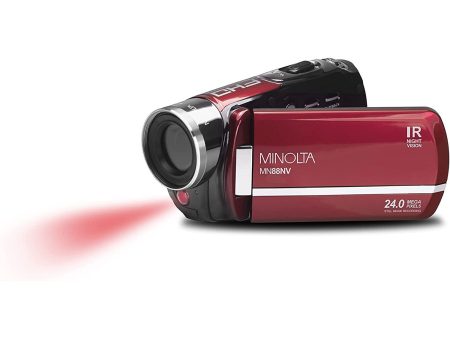 Minolta MN88V 24MP 1080p HD IR Night Vision Digital Camcorder w  16GB SDHC Card - Red on Sale