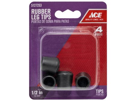 Ace Rubber Leg Tip Black Round 1 2 in. W 4 pk For Discount