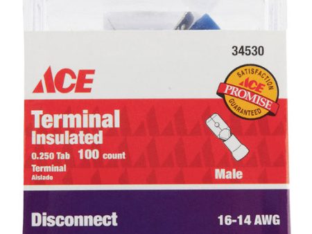 Ace Insulated Wire Male Disconnect Blue 100 pk Online now