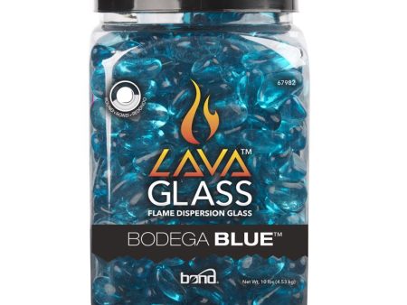 Bond Manufacturing Bodega Blue Gloss Glass Fire Pit Lava Glass Fashion