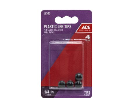 Ace Plastic Leg Tip Black Round 1 4 in. W 4 pk Discount