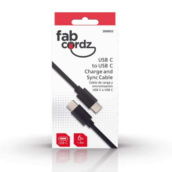 Fabcordz Type C to Type C Cable 6 ft. Black For Discount