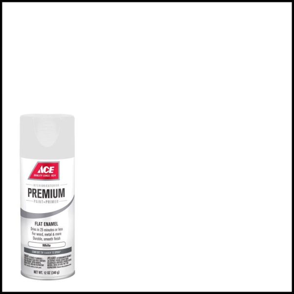 Ace Premium Flat White Paint + Primer Enamel Spray 12 oz on Sale