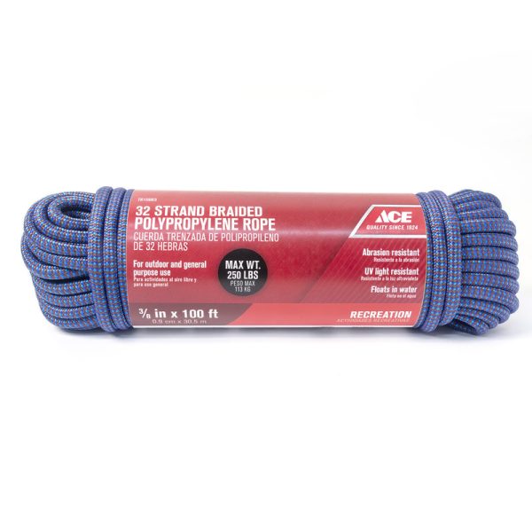 Ace 3 8 in. D X 100 in. L Blue Diamond Braided Poly Rope Supply