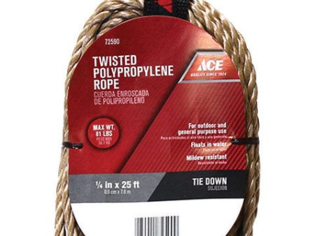 Ace 1 4 in. D X 25 ft. L Brown Twisted Poly Rope Online now