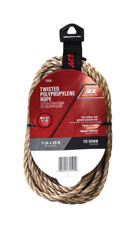 Ace 1 4 in. D X 25 ft. L Brown Twisted Poly Rope Online now