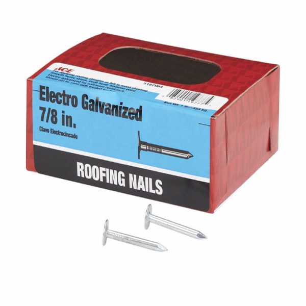 Ace 7 8 in. Roofing Electro-Galvanized Steel Nail Large Head 1 lb Fashion