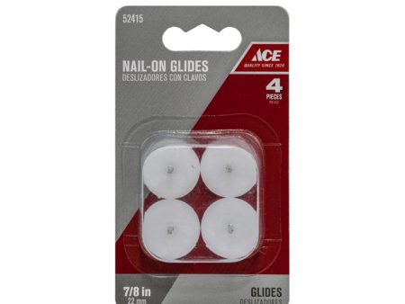 Ace White 7 8 in. Nail-On Plastic Chair Glide 4 pk Online Sale