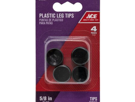 Ace Plastic Leg Tip Black Round 5 8 in. W 4 pk Hot on Sale