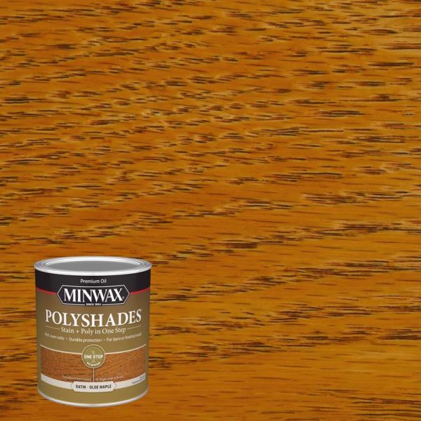 Minwax PolyShades Semi-Transparent Satin Olde Maple Oil-Based Stain Polyurethane Finish 1 qt Supply