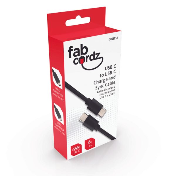 Fabcordz Type C to Type C Cable 6 ft. Black For Discount