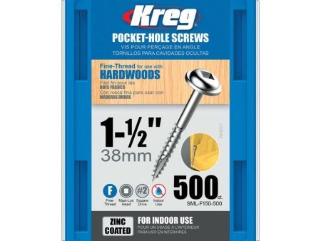 Kreg No. 7 X 1-1 2 in. L Square Zinc-Plated Pocket-Hole Screw 500 ct Sale