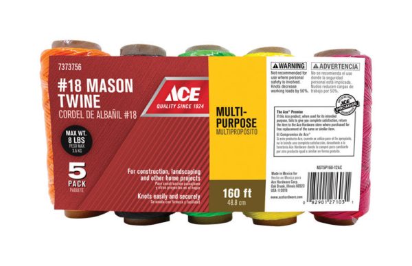 Ace 18 in. D X 160 ft. L Assorted Twisted Nylon Twine on Sale