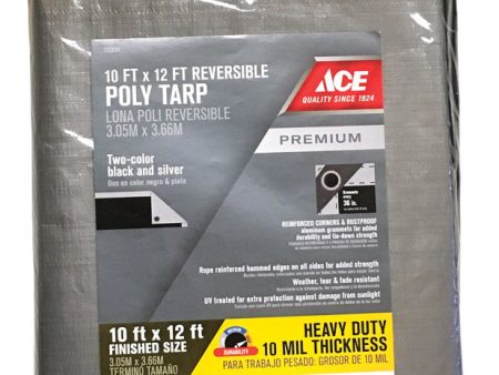 Ace 10 ft. W X 12 ft. L Heavy Duty Polyethylene Tarp Black Silver Supply