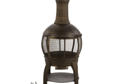 Living Accents 22 in. W Cast Iron Steel Chimenea Round Multi-Fuel Fire Pit For Sale