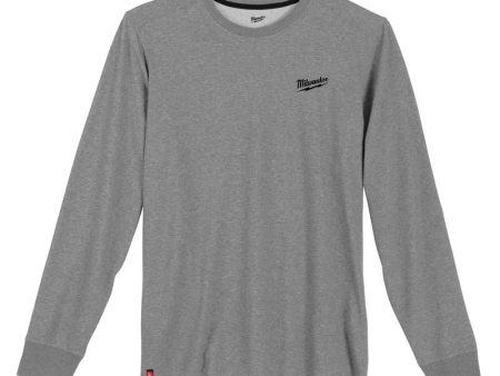 Milwaukee XL Long Sleeve Men s Crew Neck Gray Hybrid Work Tee Shirt on Sale