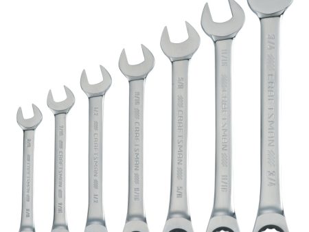 Craftsman 12 Point SAE Ratcheting Combination Wrench Set 7 pc Hot on Sale