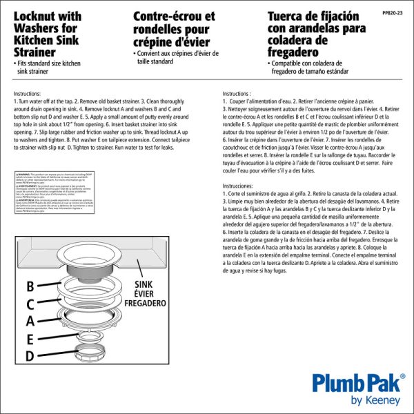 Ace 3-1 2 in. D Stainless Steel Strainer Locknut Online now