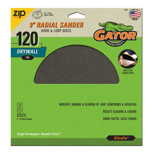 Gator 9 in. CeraMax Grain Hook and Loop Drywall Sanding Disc 120 Grit Fine 5 pk Fashion