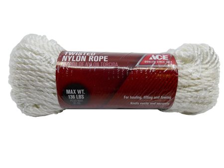 Ace 1 4 in. D X 100 ft. L White Twisted Nylon Rope For Cheap