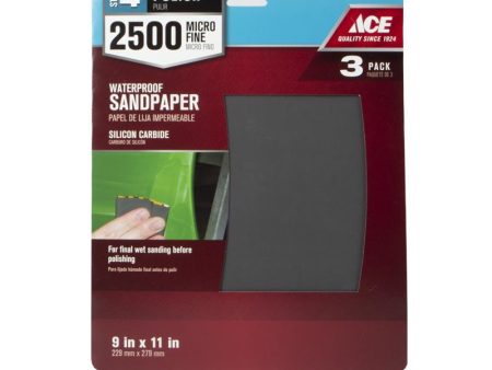 Ace 11 in. L X 9 in. W 2500 Grit Silicon Carbide Waterproof Sandpaper 3 pk Sale