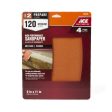 Ace 11 in. L X 9 in. W 120 Grit Aluminum Oxide All Purpose Sandpaper 4 pk Supply