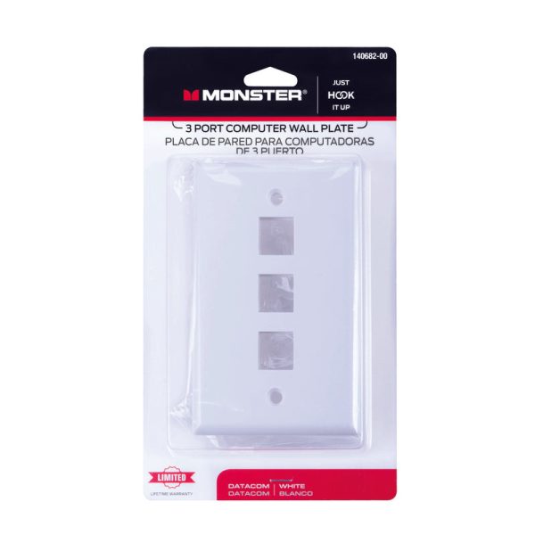 Monster Just Hook It Up White 3 gang Plastic Keystone Wall Plate 1 pk Cheap