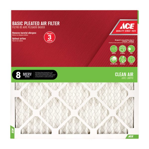 Ace 16 in. W X 24 in. H X 1 in. D Synthetic 8 MERV Pleated Air Filter 1 pk Online