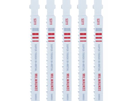 Milwaukee 4 in. Bi-Metal T-Shank Wood cutting Jig Saw Blade 10 TPI 5 pk For Sale