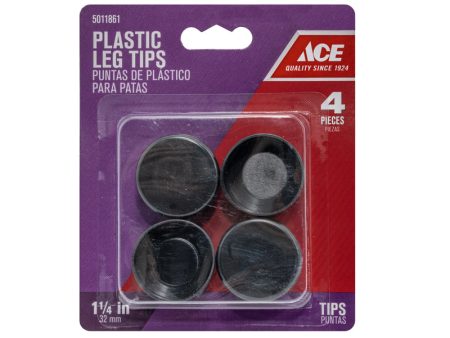 Ace Plastic Leg Tip Black Round 1-1 4 in. W 4 pk Sale