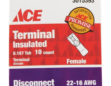 Ace 22-16 AWG Insulated Female Disconnect Red 10 pk Hot on Sale