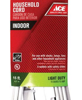 Ace Indoor 15 ft. L White Extension Cord 16 2 SPT-2 Discount