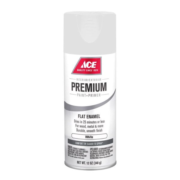 Ace Premium Flat White Paint + Primer Enamel Spray 12 oz on Sale