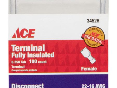 Ace 22-16 AWG Insulated Wire Female Disconnect Red 100 pk Fashion