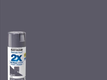 Rust-Oleum Painter s Touch 2X Ultra Cover Gloss Dark Gray Paint+Primer Spray Paint 12 oz Online now