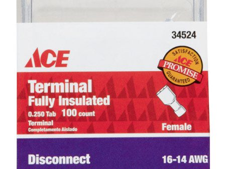 Ace Insulated Wire Female Disconnect Blue 100 pk Fashion