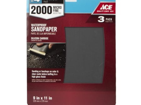 Ace 11 in. L X 9 in. W 2000 Grit Silicon Carbide Waterproof Sandpaper 3 pk Supply