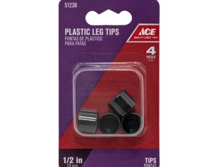 Ace Plastic Leg Tip Black Round 1 2 in. W 4 pk Online now