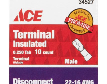 Ace Insulated Wire Male Disconnect Red 10 pk Hot on Sale