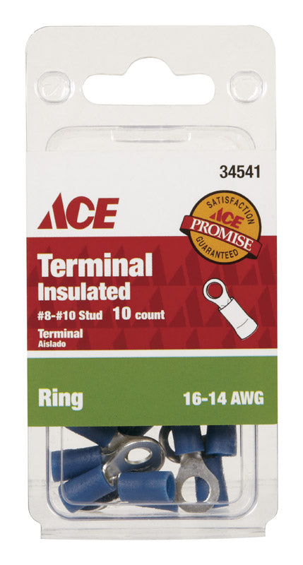 Ace Insulated Wire Ring Terminal Blue 10 pk Fashion