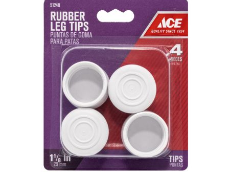 Ace Rubber Leg Tip Off-White Round 1-1 8 in. W 4 pk For Sale