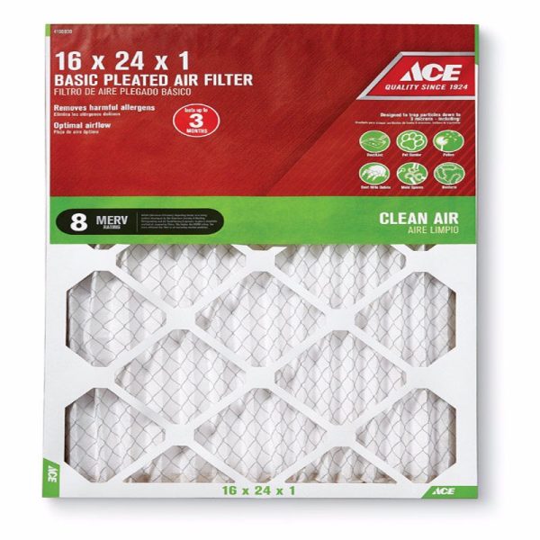 Ace 16 in. W X 24 in. H X 1 in. D Synthetic 8 MERV Pleated Air Filter 1 pk Online