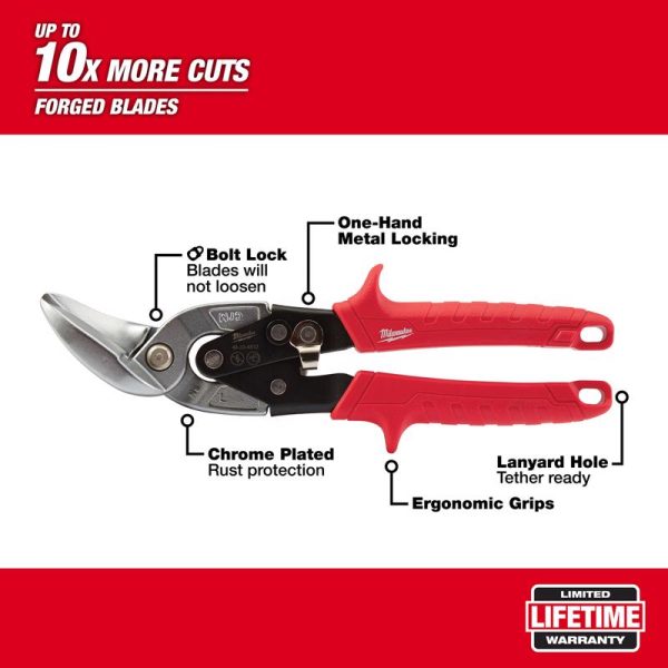 Milwaukee 10 in. Forged Alloy Steel Offset Aviation Snips Set 22 Ga. 2 pk Cheap