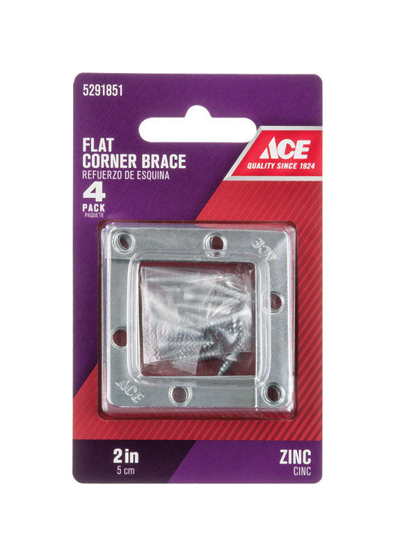 Ace 2 in. H X 2.75 in. W X 2 in. D Zinc Flat Corner Brace Online