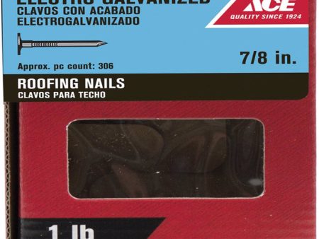 Ace 7 8 in. Roofing Electro-Galvanized Steel Nail Large Head 1 lb Fashion