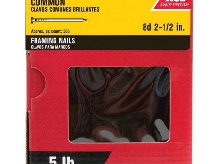 Ace 8D 2-1 2 in. Common Bright Steel Nail Round Head 5 lb For Discount