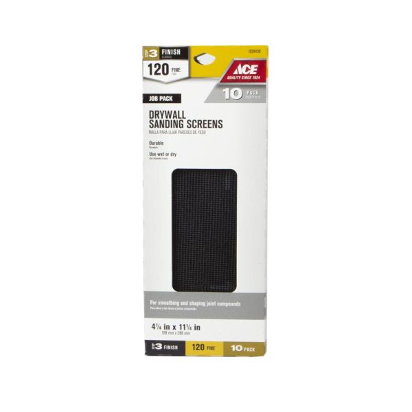 Ace 11.25 in. L X 4.25 in. W 120 Grit Silicon Carbide Drywall Sanding Screen 10 pk Hot on Sale