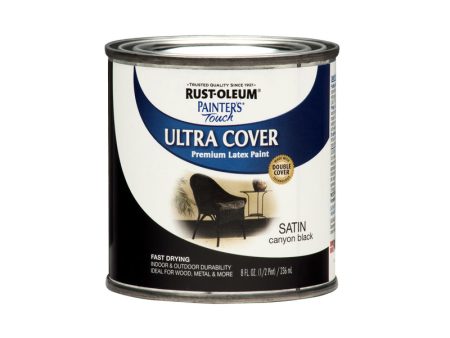 Rust-Oleum Ultra Cover Satin Canyon Black Paint Exterior and Interior 8 oz Supply